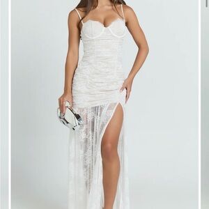 Showpo Cream Lace Dress